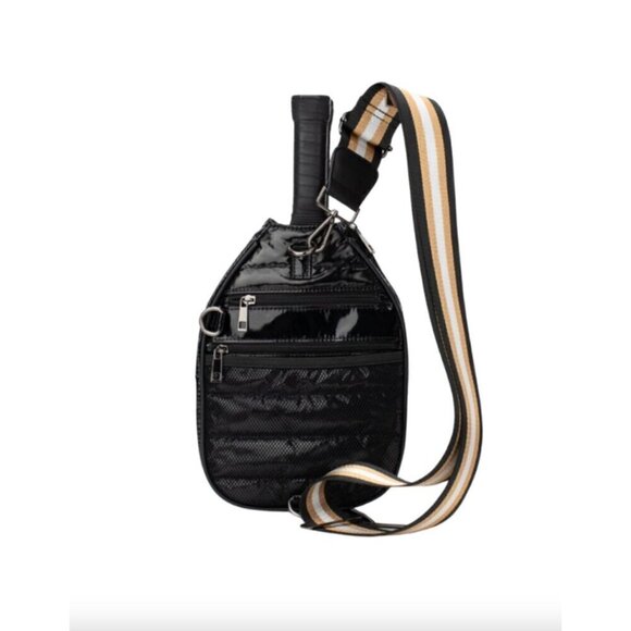 Prenelove Pickleball Puffer Crossbody Sling Bag Black Unisex One Size - Picture 2 of 2